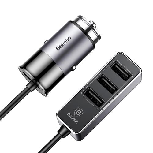 Baseus Enjoy Together автомобильное зарядное устройство с USB разветвителем черное — фото