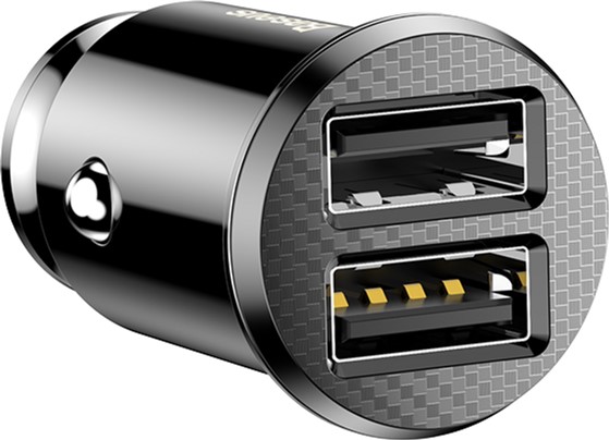 Baseus Grain автомобильное зарядное устройство (два USB 5V 3.1A ) черное — фото