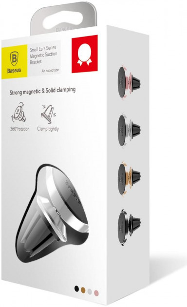 Baseus Small Ears магнитный держатель для телефона (крепление на воздуховод) цвет серебро — фото