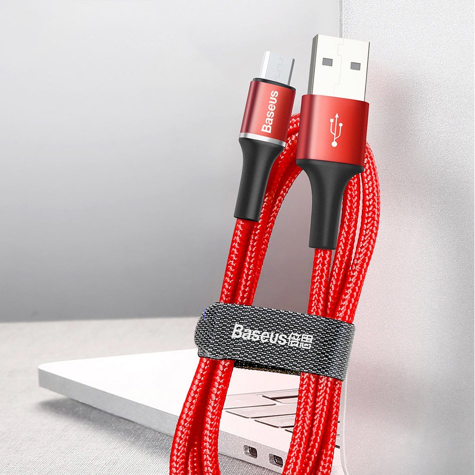 Baseus halo data cable USB For Micro 3A 0.5m красный — фото
