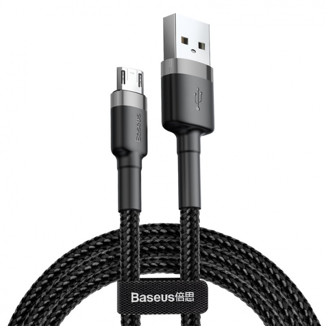 Baseus cafule Cable USB For Micro 2A 3m серый+черный — фото