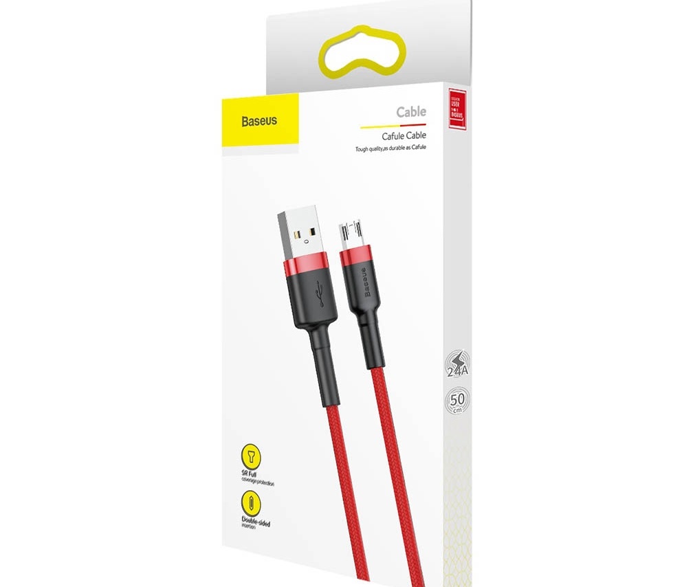 Baseus cafule Cable USB For Micro 2.4A 1M красный+красный — фото