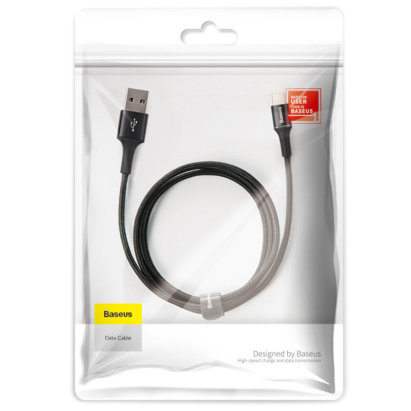 Baseus halo data HW flash charge cable USB For Type-C 40W 1m черный — фото