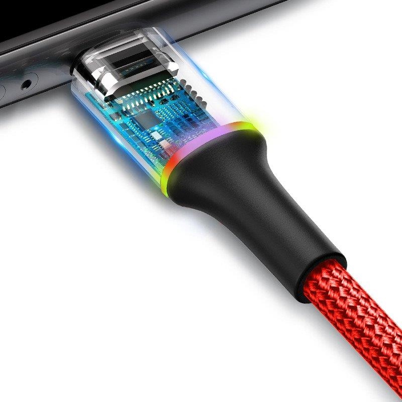 Baseus halo data cable USB For Type-C 3A 0.25m красный — фото