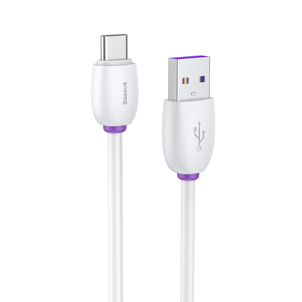 Baseus Purple Ring HW Quick Charging USB Cable For Type-C 40W 1m Белый CATZS-02 — фото