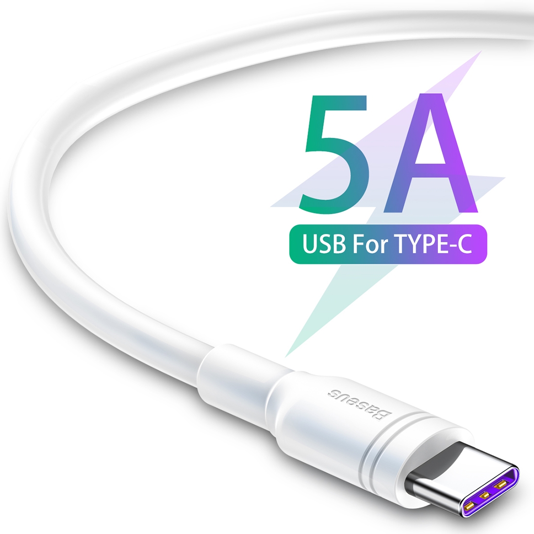 Baseus Double-ring Huawei quick charge cable USB For Type-C 5A 0.5m Белый CATSH-А02 — фото