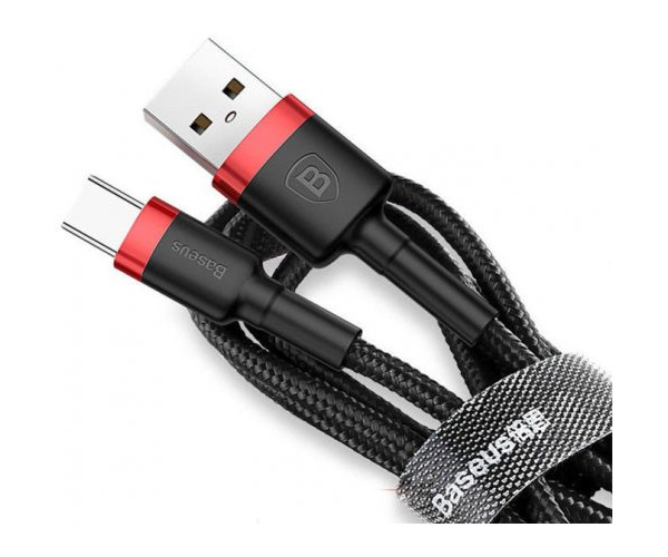 Baseus cafule Cable USB For Type-C 3A 0.5M Красный+Черный CATKLF-A91 — фото