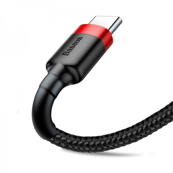 Baseus cafule Cable USB For Type-C 3A 1M Красный+Черный CATKLF-B91 — фото