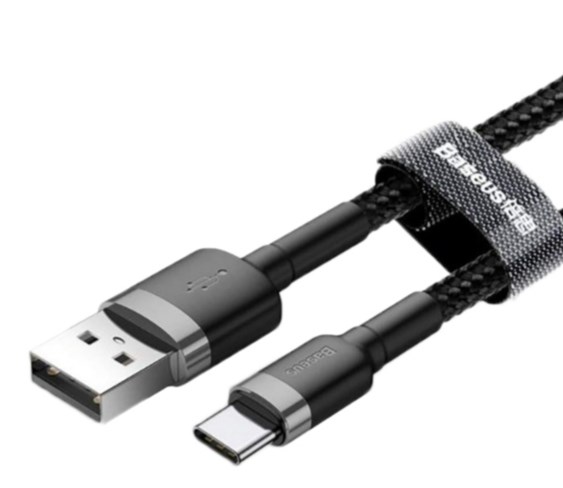 Baseus cafule Cable USB For Type-C 2A 3M Серый+Черный CATKLF-UG1 — фото