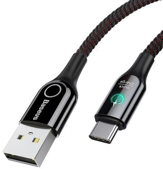 Baseus C-shaped Light Intelligent power-off Cable USB For Type-C 3A 1M Черный CATCD-01 — фото