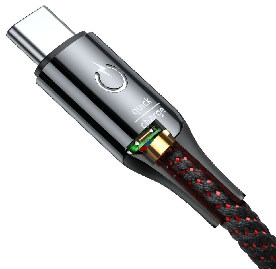 Baseus C-shaped Light Intelligent power-off Cable USB For Type-C 3A 1M Черный CATCD-01 — фото