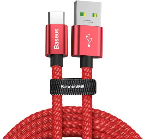 Baseus double fast charging USB cable USB For Type-C 5A 1M Красный CATKC-A09 — фото
