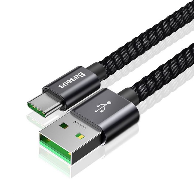 Baseus double fast charging USB cable USB For Type-C 5A 1M Черный CATKC-A01 — фото