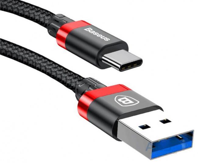 Baseus Golden Belt Series USB3.0 Cable For Type-C 3A 1,5M Черный+Красный CATGB-A19 — фото