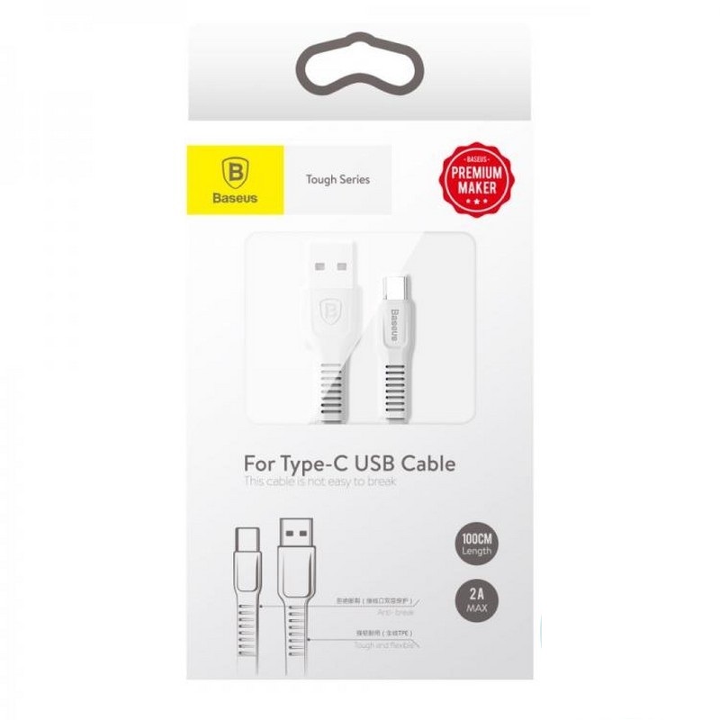 Baseus tough series cable For Type-C 2A 1M Белый CATZY-B02 — фото