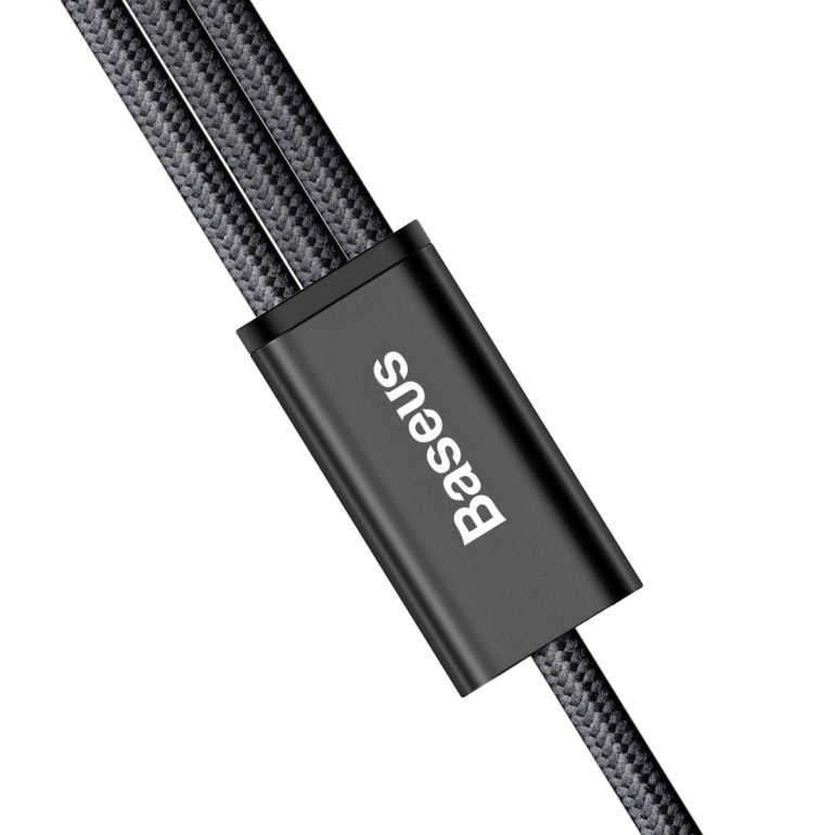 Baseus Rapid Series 3-in-1 Cable Micro+Dual Lightning 3A 1.2M Черный CAMLL-SU01 — фото