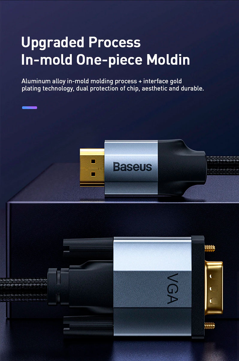Baseus Enjoyment Series HD Male To VGA Male Adapter Cable 1m Темно серый CAKSX-J0G — фото