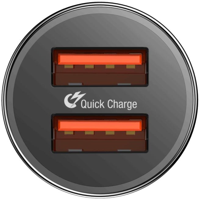 Baseus Small Screw Dual-USB Quick Charge Car Charger 36W Черная CAXLD-B01 — фото