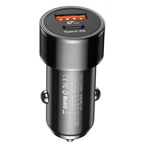Baseus Small Screw Type-C PD+USB Quick Charge Car Charger 36W Черная CAXLD-A01 — фото
