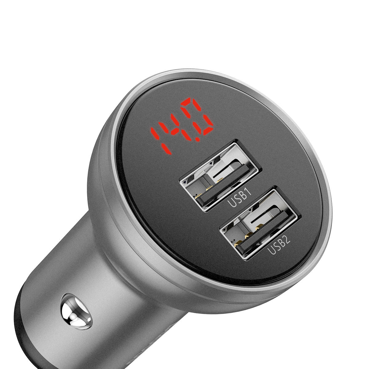 Baseus Digital Display Dual USB 4.8A Car Charger 24W Серебро CCBX-0S — фото