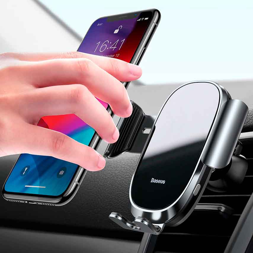 Baseus Smart Car Mount Cell Phone Holder Серебро SUGENT-ZN0S — фото