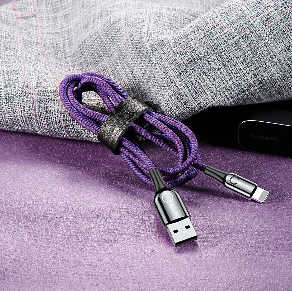 Baseus C-shaped Light Intelligent power-off Cable фиолетовый — фото