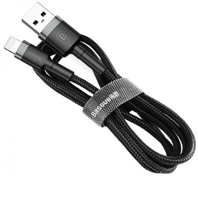 Baseus cafule Кабель USB для lightning 2.4A 1M Серый+Черный — фото