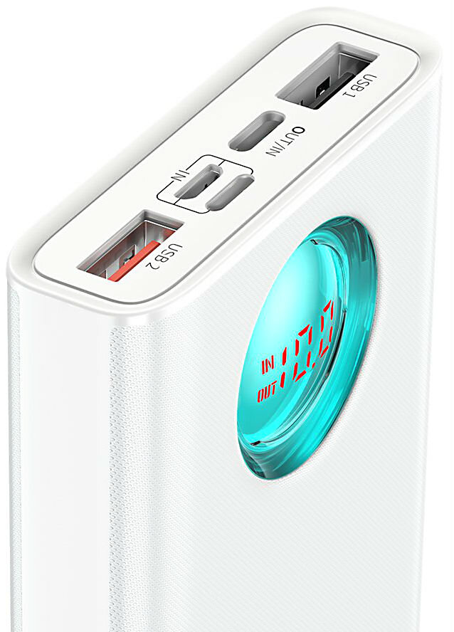 Baseus Amblight PD3.0 Quick charge портативное зарядное устройство 20000mAh Белый — фото