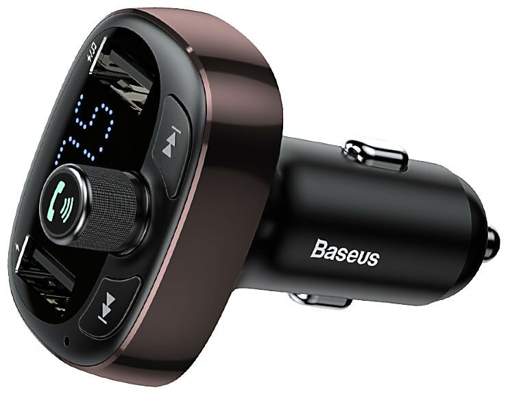 Baseus T typed S-09 Bluetooth MP3 автомобильное зарядное устройство ,кофейный — фото