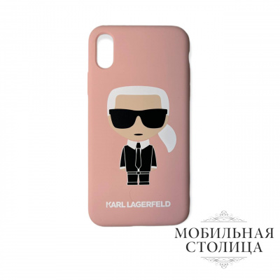 Чехол Lagerfeld для iPhone X/XS Liquid silicone Iconic Karl Hard Pink