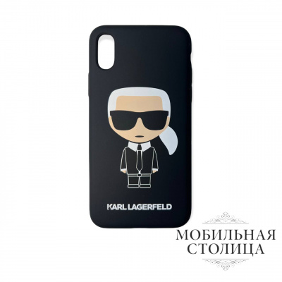 Чехол Lagerfeld для iPhone X/XS Liquid silicone Iconic Karl Hard Black