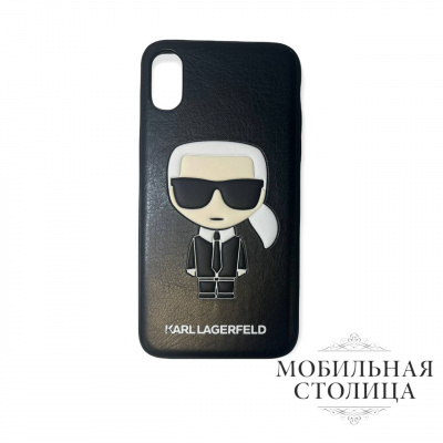 Чехол Lagerfeld для iPhone X/XS Liquid  Iconic Karl Hard Black — фото