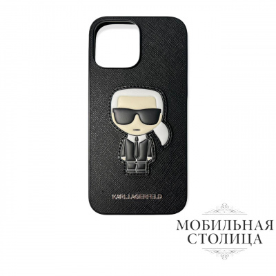 Чехол Lagerfeld для iPhone 13 Pro Max PU Saffiano Ikonik Patch (metal) Hard Black