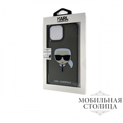 Karl Lagerfeld / Чехол для iPhone 13 Pro TPU Glitters Karl's head Hard — фото