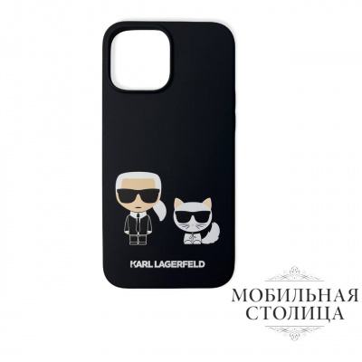 Karl Lagerfeld / Чехол для iPhone 13 Pro Liquid silicone Karl & Choupette Hard  — фото