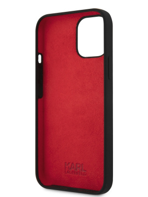 Karl Lagerfeld / Чехол для iPhone 13 Liquid silicone Stack logo Hard Black — фото