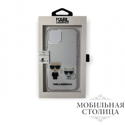 Karl Lagerfeld / Чехол для iPhone 13 PC/TPU Karl & Choupette Hard — фото