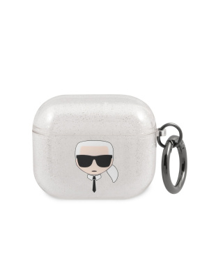 Karl Lagerfeld / Чехол для Airpods Pro чехол TPU Glitters with ring Karl Transparent — фото