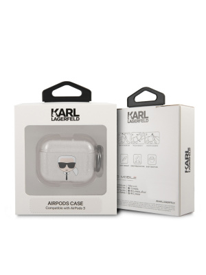 Karl Lagerfeld / Чехол для Airpods Pro чехол TPU Glitters with ring Karl Transparent — фото