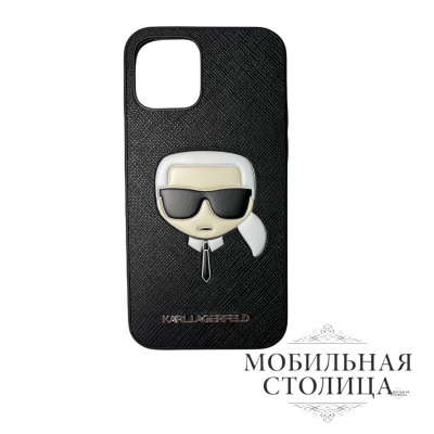 Karl Lagerfeld / Чехол для iPhone 12/12 Pro (6.1) PU Saffiano Karl's Head Hard Black