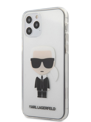 Karl Lagerfeld / Чехол для iPhone 12/12 Pro (6.1) PC/TPU Ikonik Karl Hard Transparent  — фото