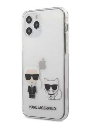Karl Lagerfeld / Чехол для iPhone 12/12 Pro (6.1) PC/TPU Ikonik Karl & Choupette Hard Transp — фото
