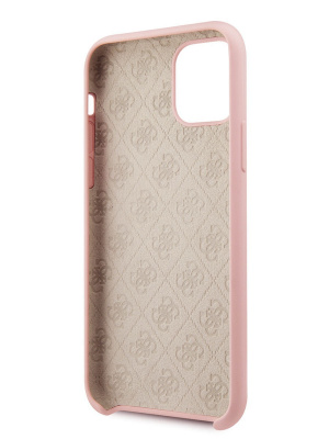 GUESS / Чехол для iPhone 11 Silicone collection 4G logo Hard Light pink — фото