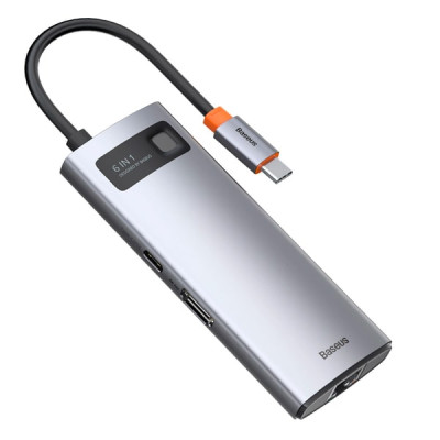 USB-хаб Baseus Metal Gleam Series 6-in-1 Type-C Docking Station — фото