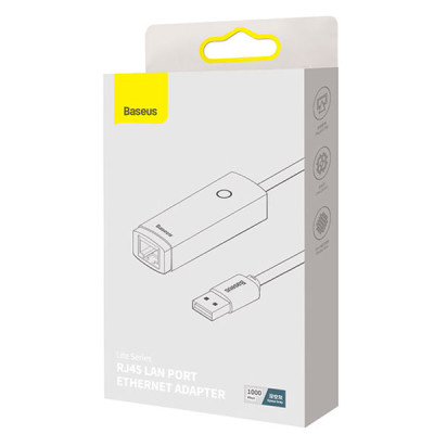 USB-хаб Baseus Lite Series Ethernet Adapter USB-A to RJ45 LAN Port — фото