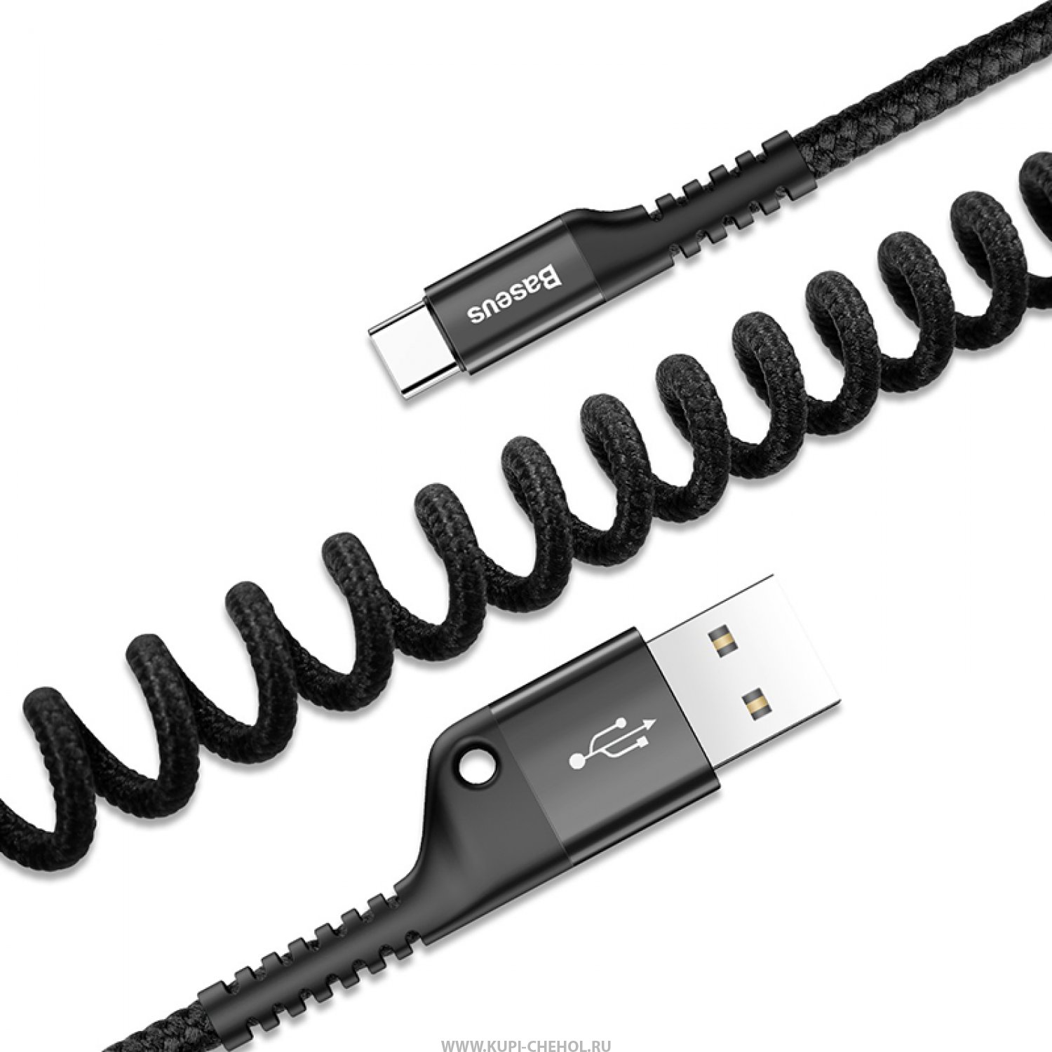 Baseus Fish-eye Spring Data Cable USB For Type-C 2A 1M Черный CATSR-01
