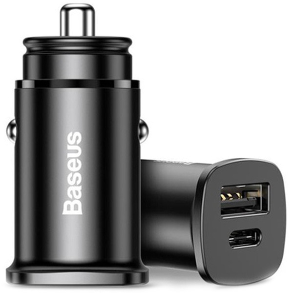 Baseus Square metal A+C 30W PPS Car Charger(PD3.0QC4.0+SCPAFC) Черное CCALL-AS01