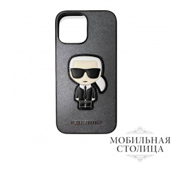 Чехол Lagerfeld для iPhone 13 Pro Max PU Saffiano Ikonik Patch (metal) Hard Silver