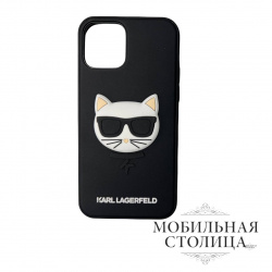 Karl Lagerfeld / Чехол для iPhone 12/12 Pro (6.1) 3D Rubber Choupette's head Hard Black