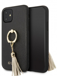 GUESS / Чехол для iPhone 11 Saffiano Hard PU + Ring Black 